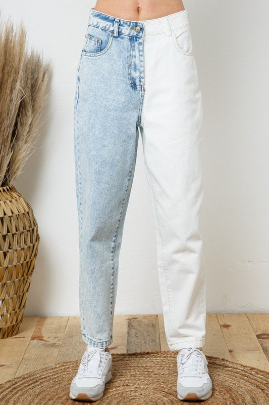 Color Block jeans Mom Jeans