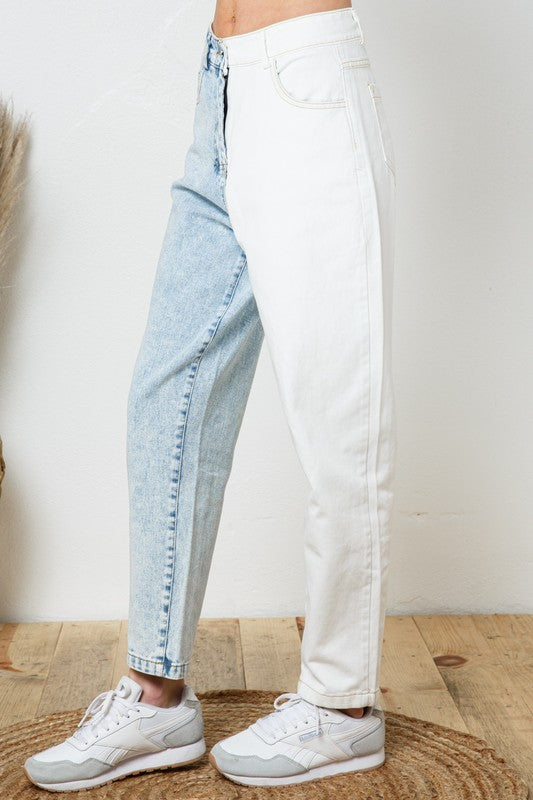 Color Block jeans Mom Jeans