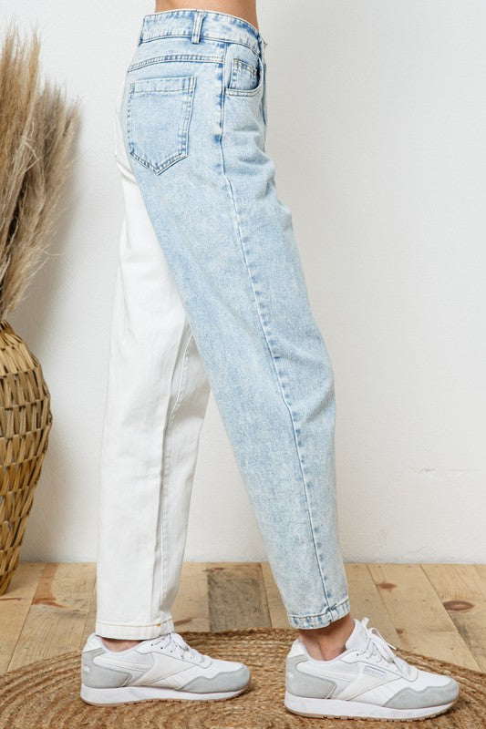 Color Block jeans Mom Jeans